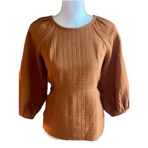 Levi's 3/4 Sleeve Quilted Tailored Cotton Terra Cotta Shirt Blouse Boho  X-Small